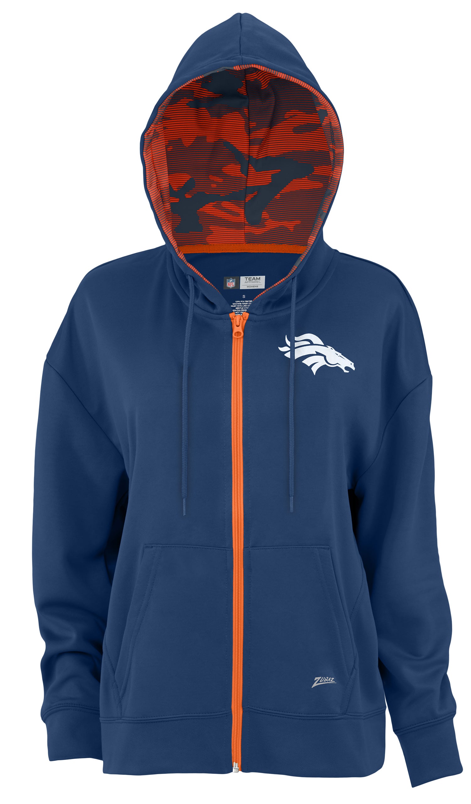 Zubaz NFL Women's Standard Full Zip Hoodie Denver Broncos