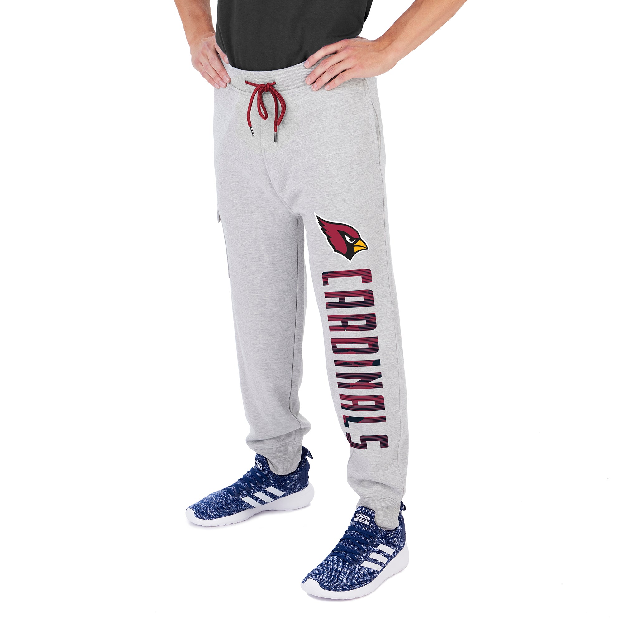 Zubaz NFL Men's Arizona Cardinals Heather Gray Cargo Sweatpants