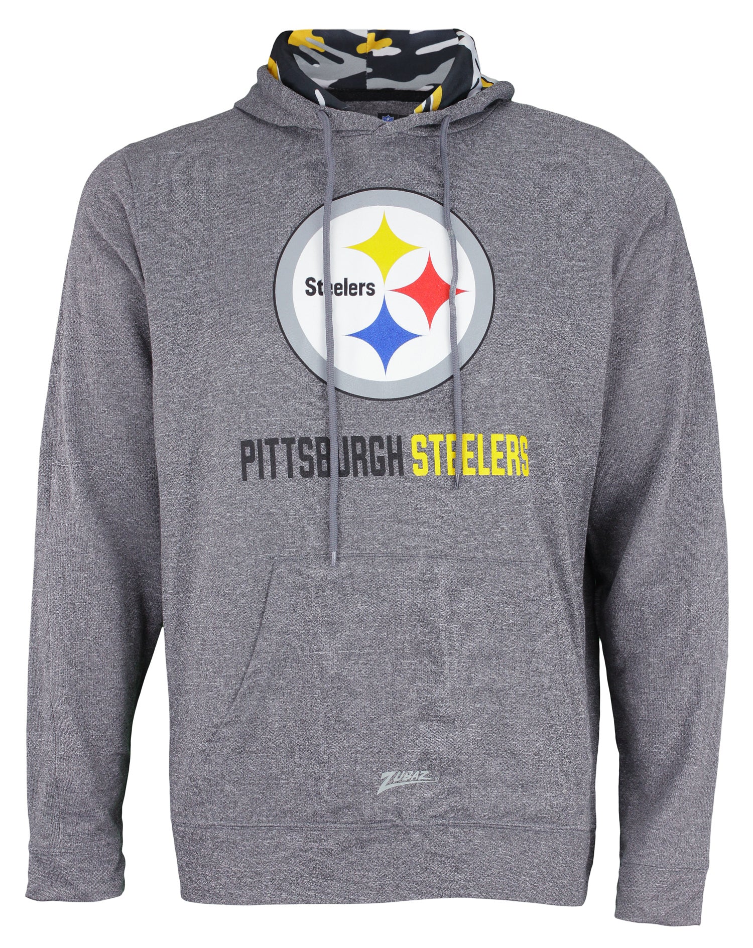Zubaz NFL Men's Pittsburgh Steelers Camo Hood Pullover Hoodie, Gray