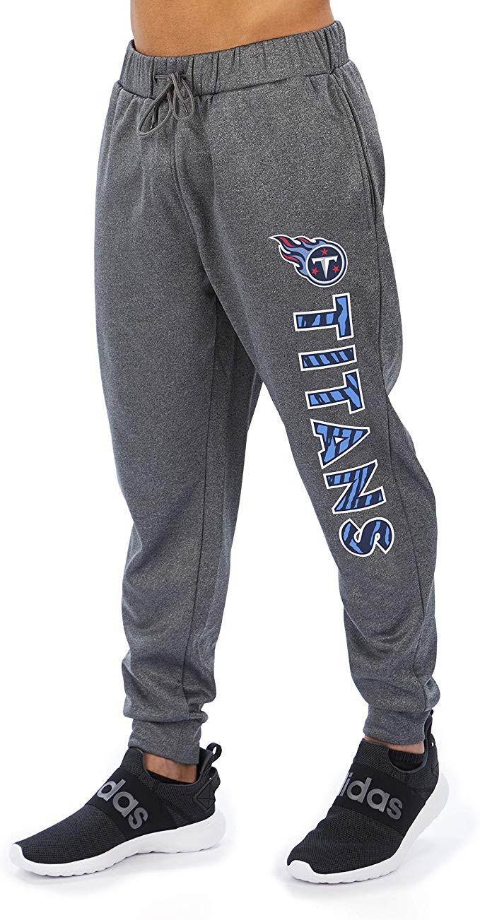 Zubaz NFL Football Men’s Tennessee Titans Gameday Zebra Wordmark Poly Fleece Jogger Pant