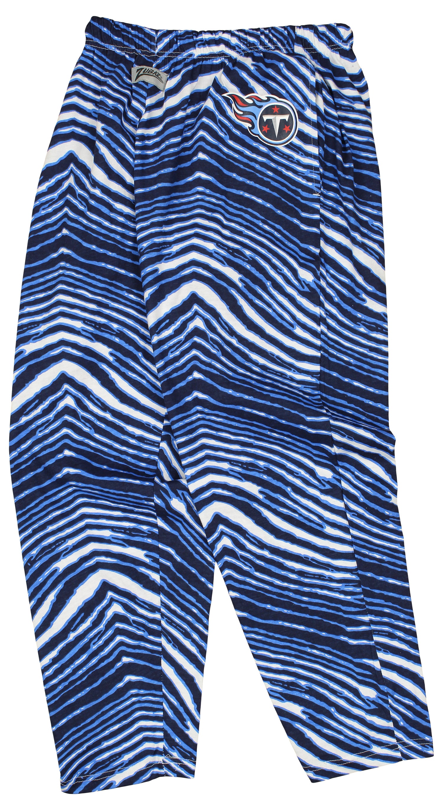 Zubaz Men's TENNESSEE TITANS NAVY/LIGHT BLUE ZEBRA PANT LEFT HIP LOGO