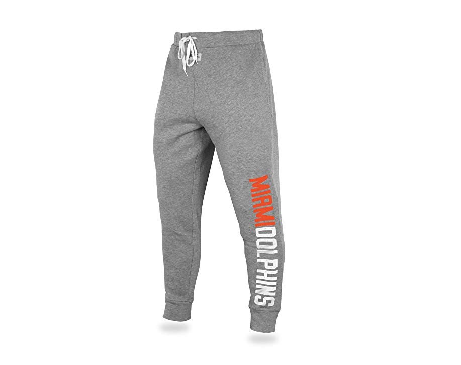 Zubaz NFL Men's Miami Dolphins Solid Gray Team Logo Jogger Pants