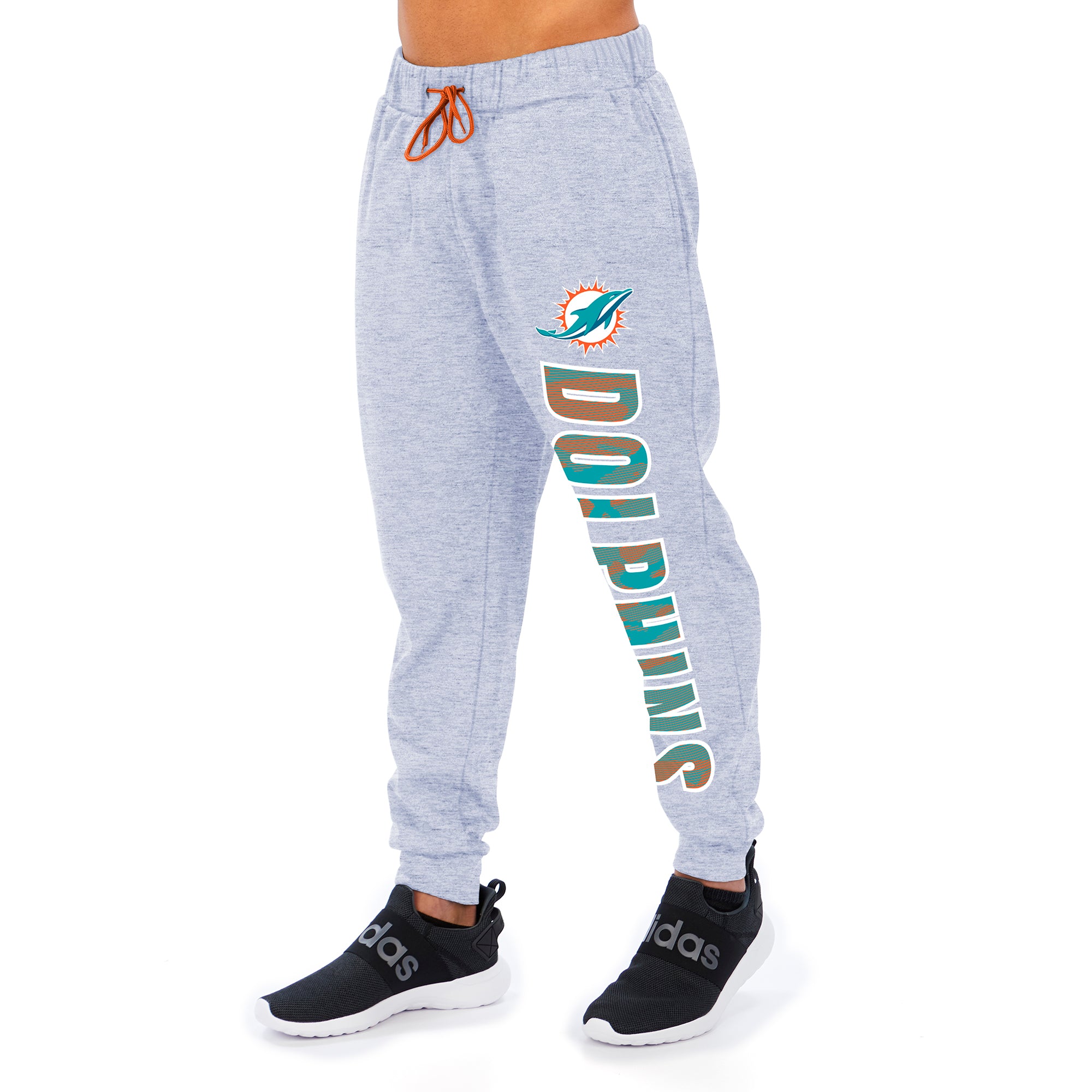 Zubaz Men's NFL Miami Dolphins Heather Gray Jogger with Camo Lines Graphic