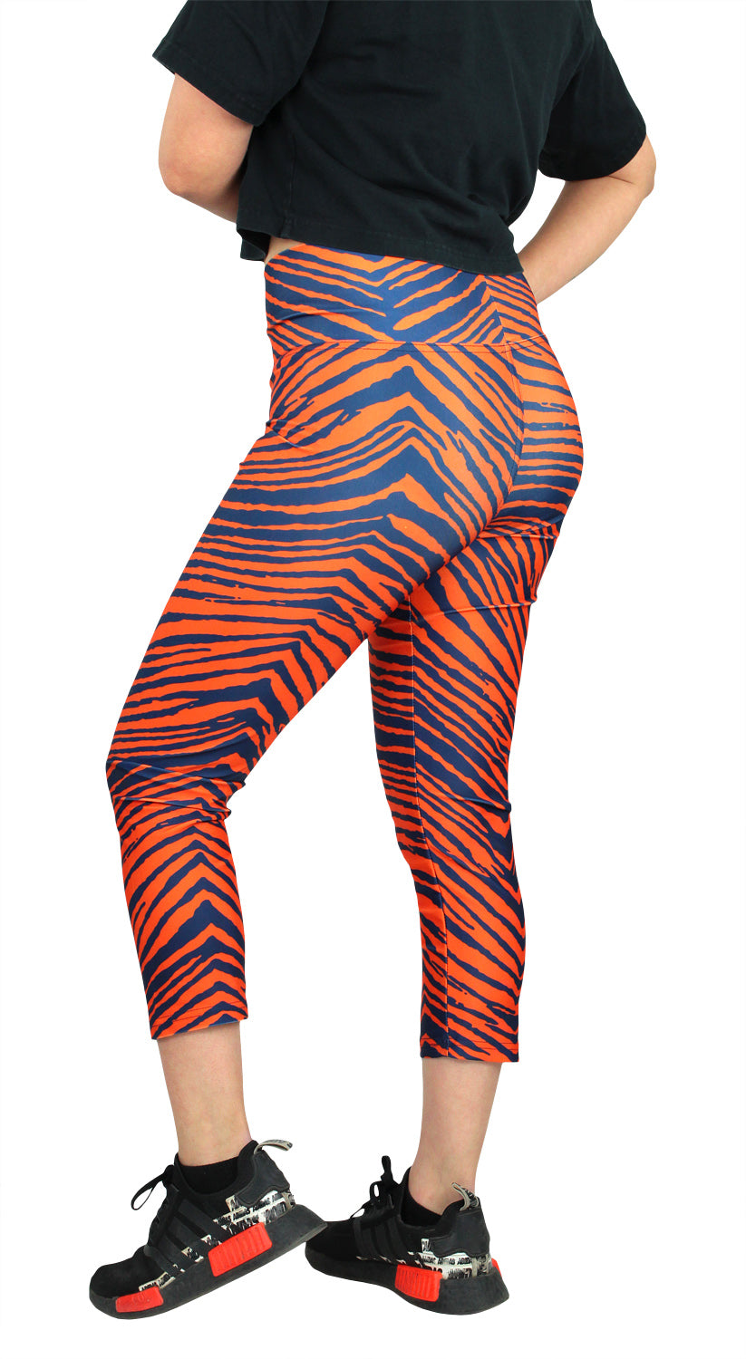 Zubaz NFL Women's Chicago Bears 2 Color Zebra Print Capri Legging