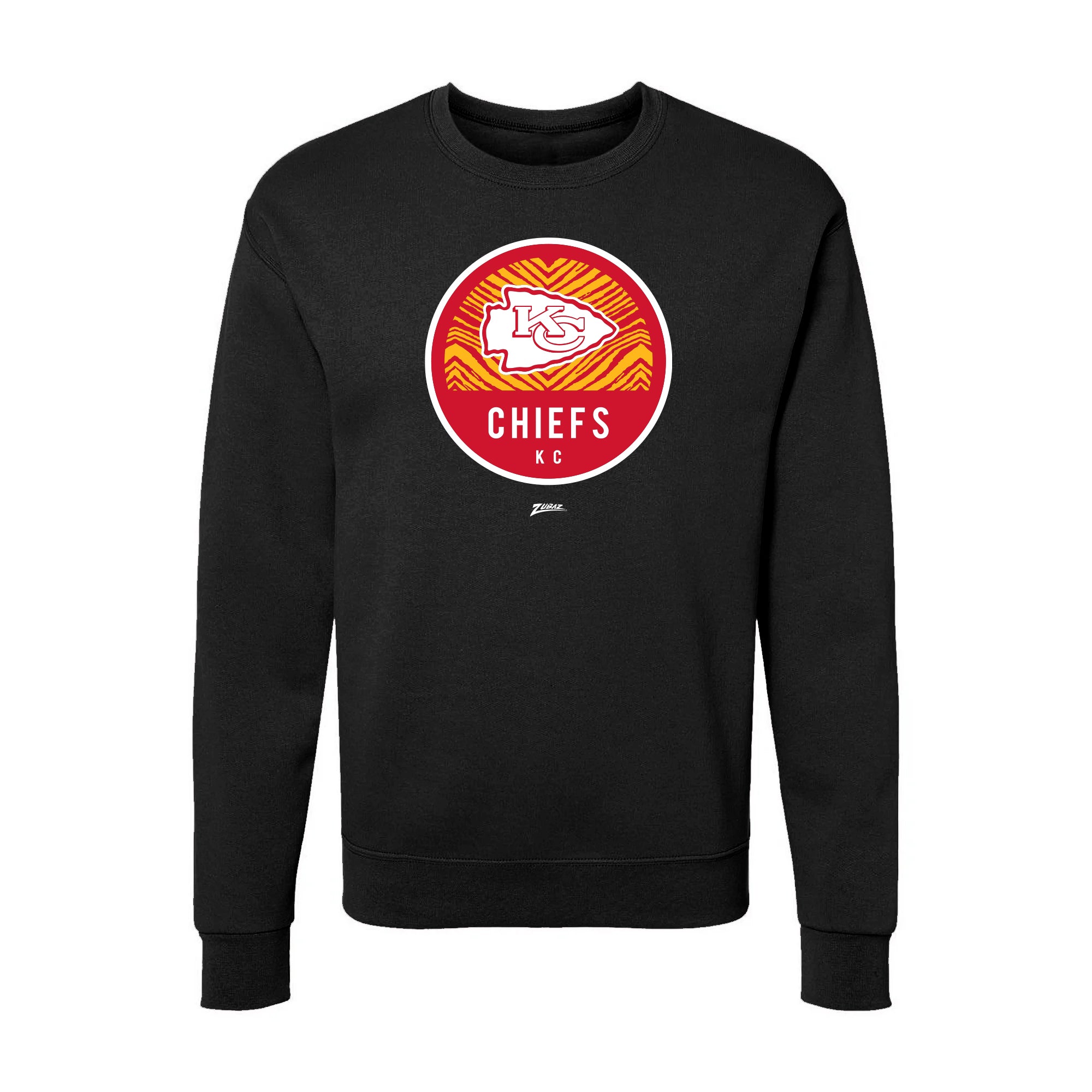 Zubaz NFL Kansas City Chiefs Unisex Adult Men's & Women's Pullover Fleece Crew Neck Sweatshirt, Z2C Dime Back, Black