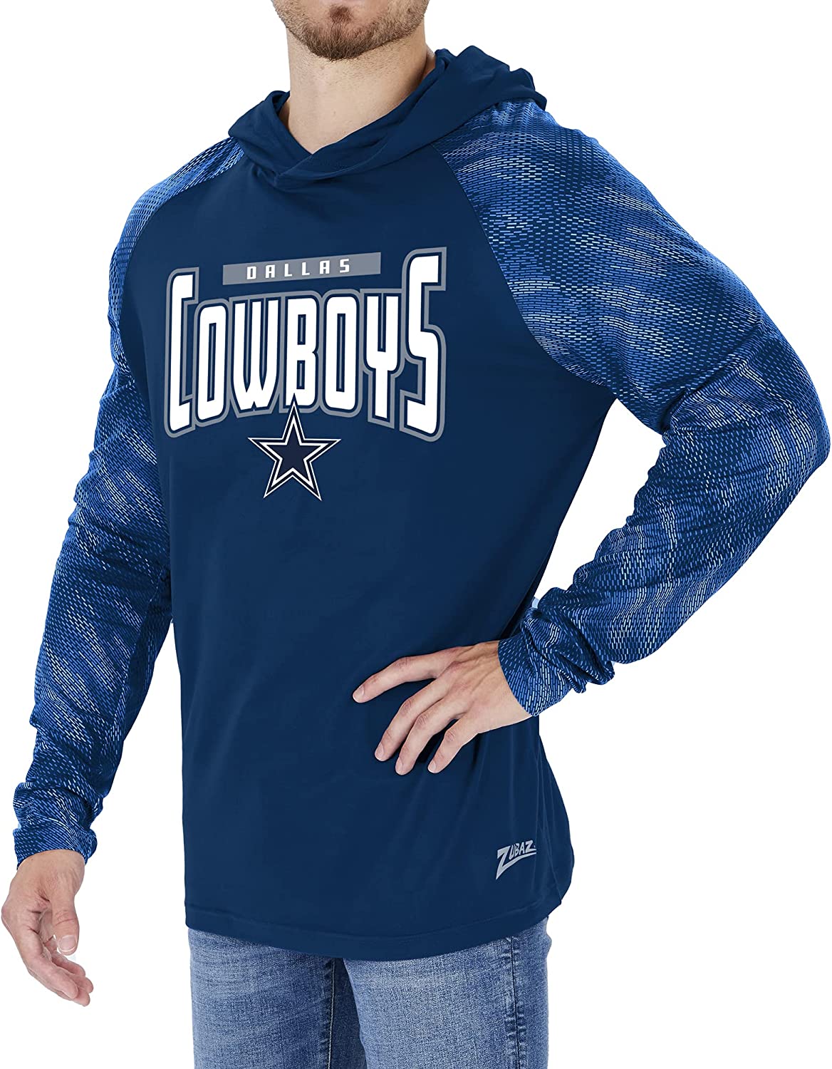 Zubaz Dallas Cowboys NFL Men's Team Color Hoodie with Tonal Viper Sleeves