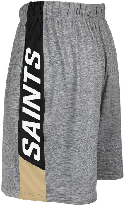 Zubaz NFL Football Men's New Orleans Saints Tonal Gray Space Dye W/Solid Stripe Shorts