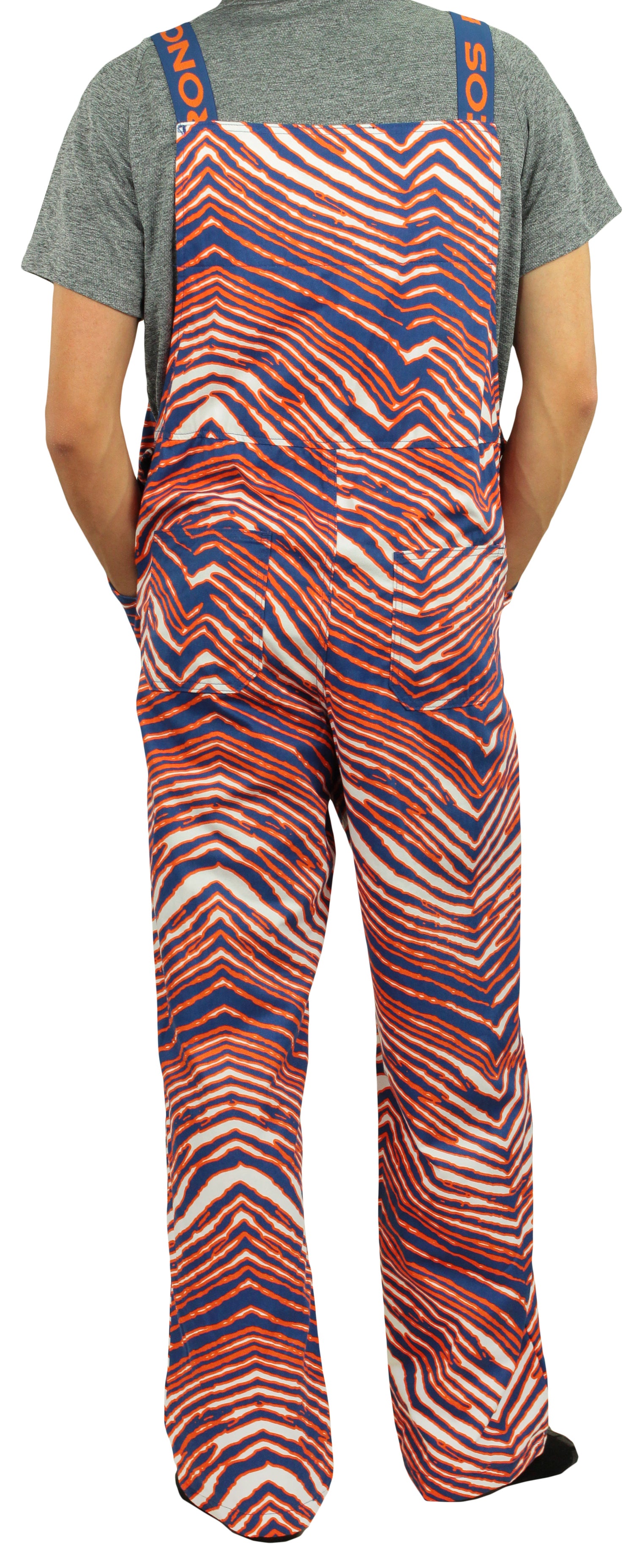 Zubaz NFL Men's Denver Broncos Zebra Printed Team Bib Overalls