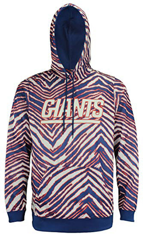 Zubaz NFL Football Men's New York Giants Zebra Print Touchdown Hoodie