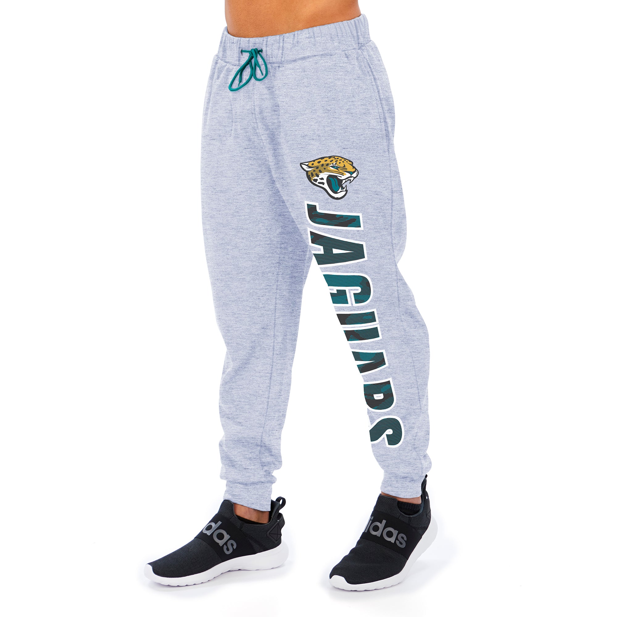 Zubaz Men's NFL Jacksonville Jaguars Heather Gray Jogger with Camo Lines Graphic