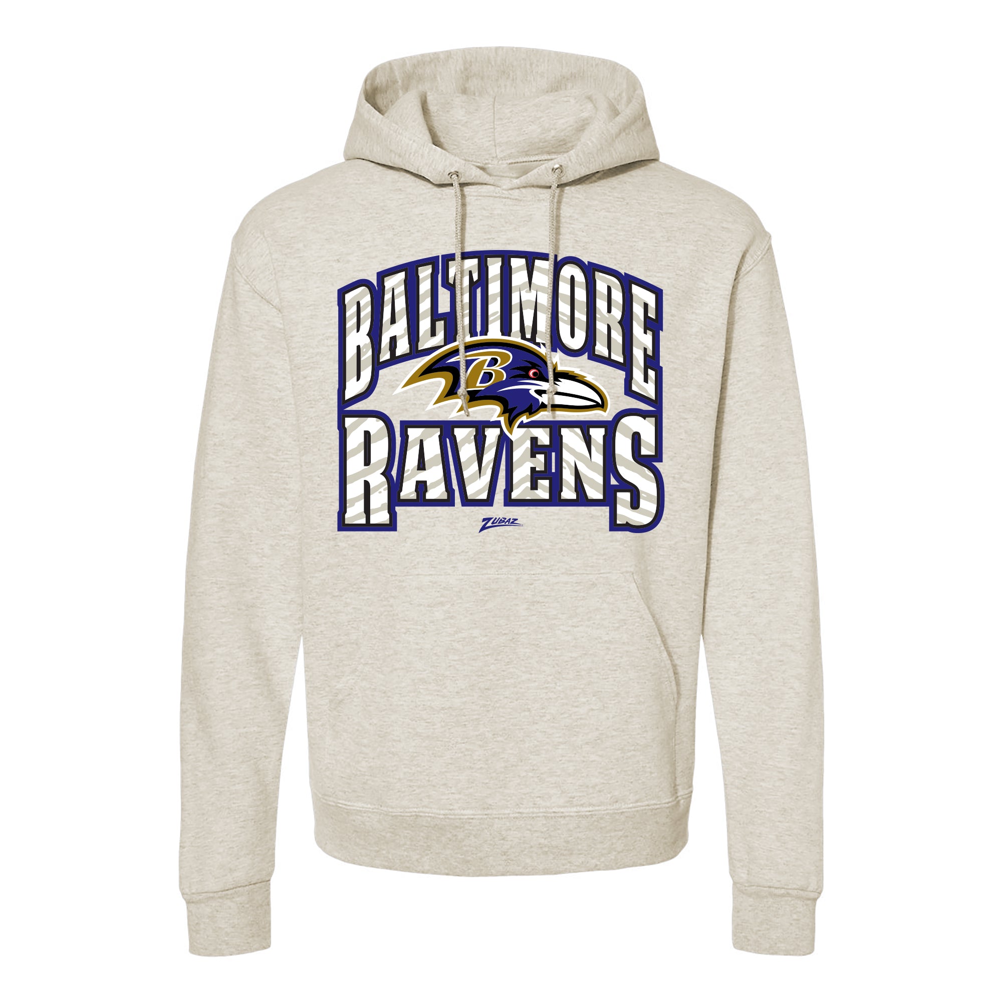 Zubaz NFL Baltimore Ravens  Unisex Pullover Fleece Hoodie for Adult Men and Women, Z2T Kickoff, Oatmeal Heather