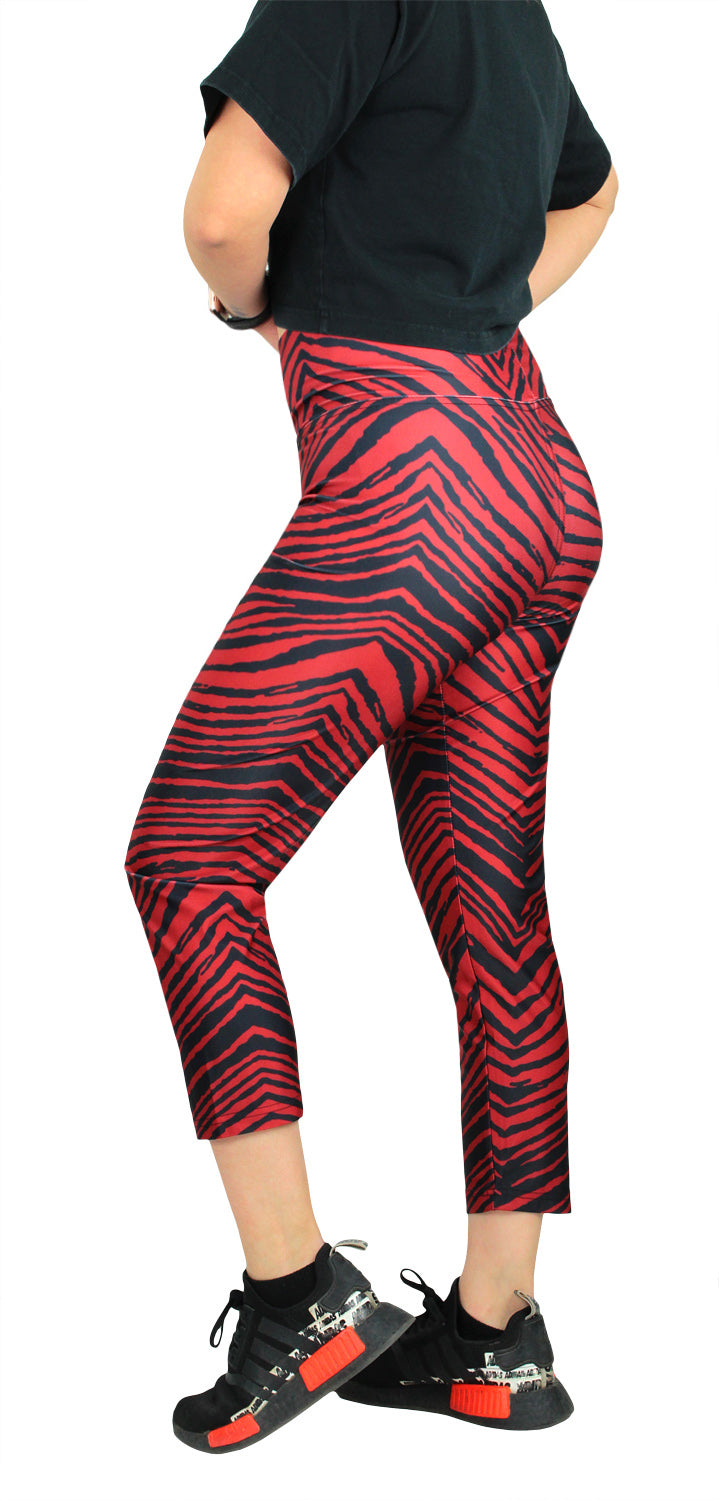 Zubaz NFL Women's Atlanta Falcons 2 Color Zebra Print Capri Legging