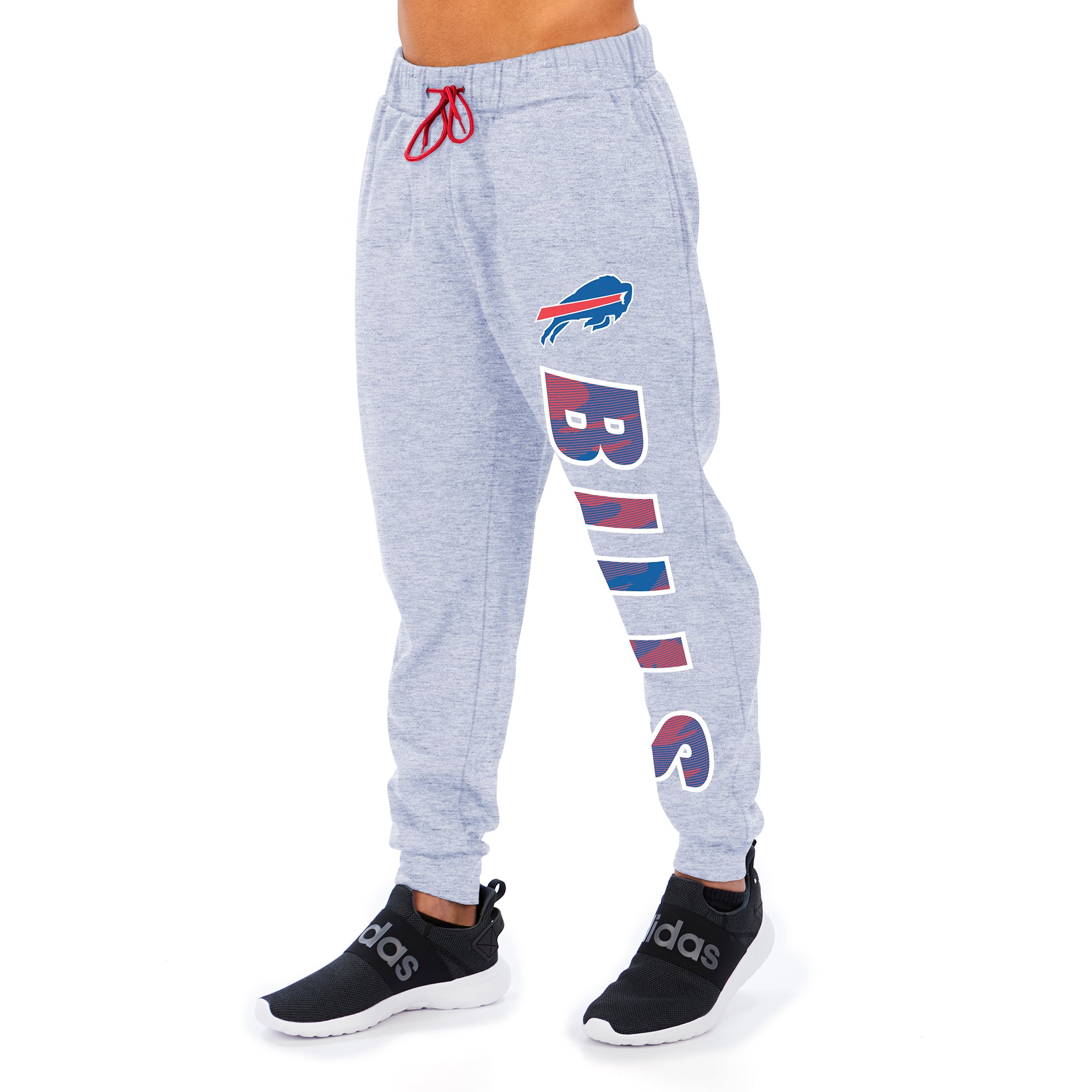 Zubaz Men's NFL Buffalo Bills Heather Gray Jogger with Camo Lines Graphic