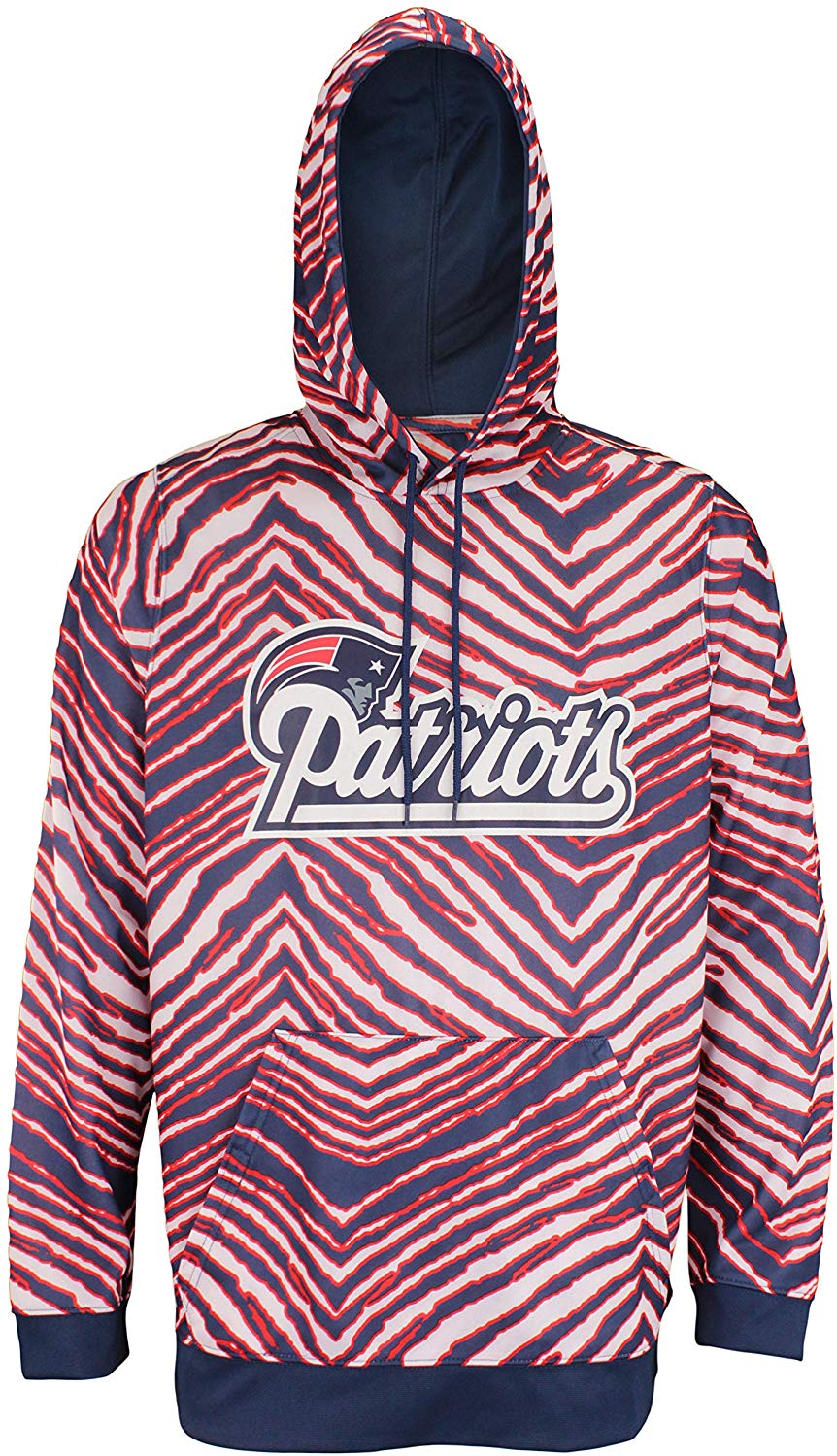 Zubaz NFL Football Men's New England Patriots Zebra Print Touchdown Hoodie