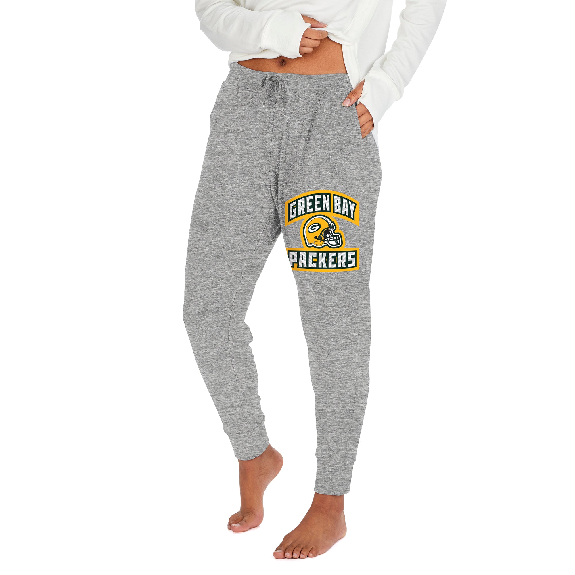 Zubaz NFL Women's Green Bay Packers Marled Gray Soft Jogger