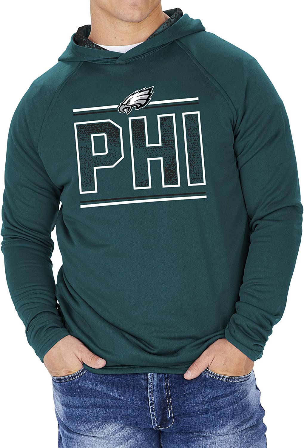 Zubaz Philadelphia Eagles NFL Men's Lightweight Hoodie With Static Hood Liner