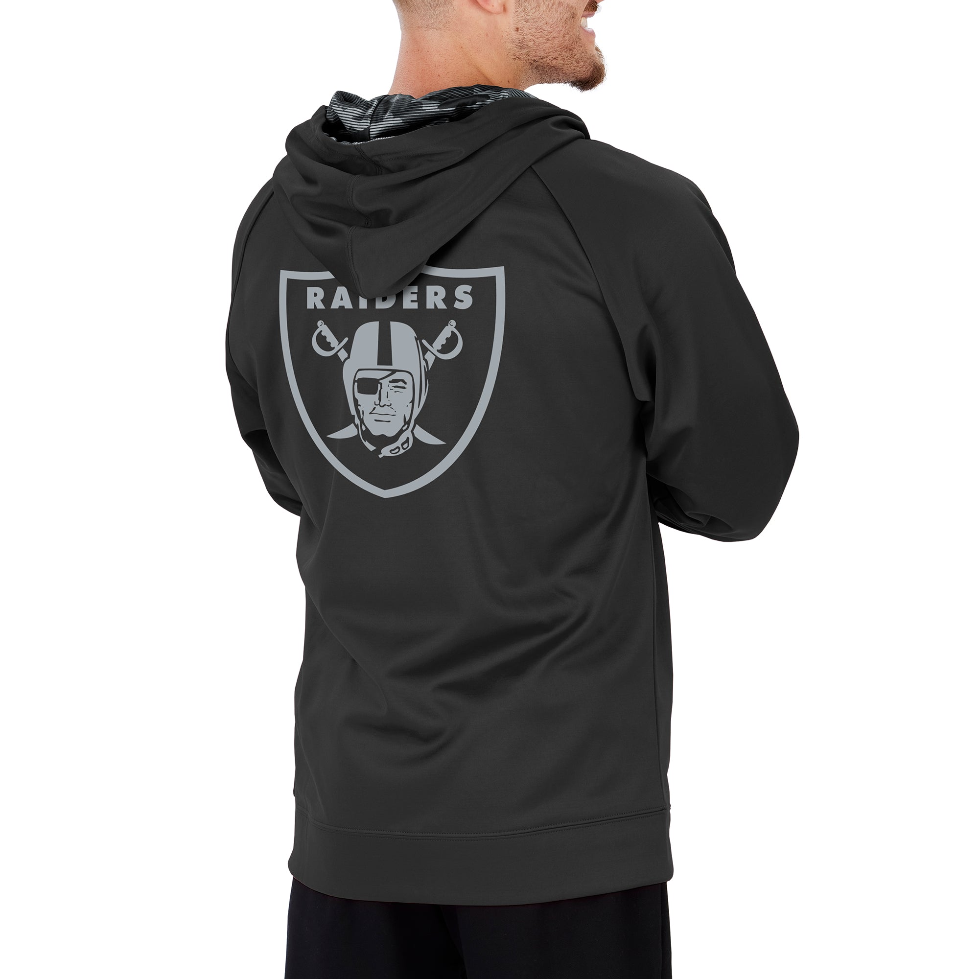 Zubaz NFL Men's Las Vegas Raiders Full Zip Hoodie With Team Color Camo Lines