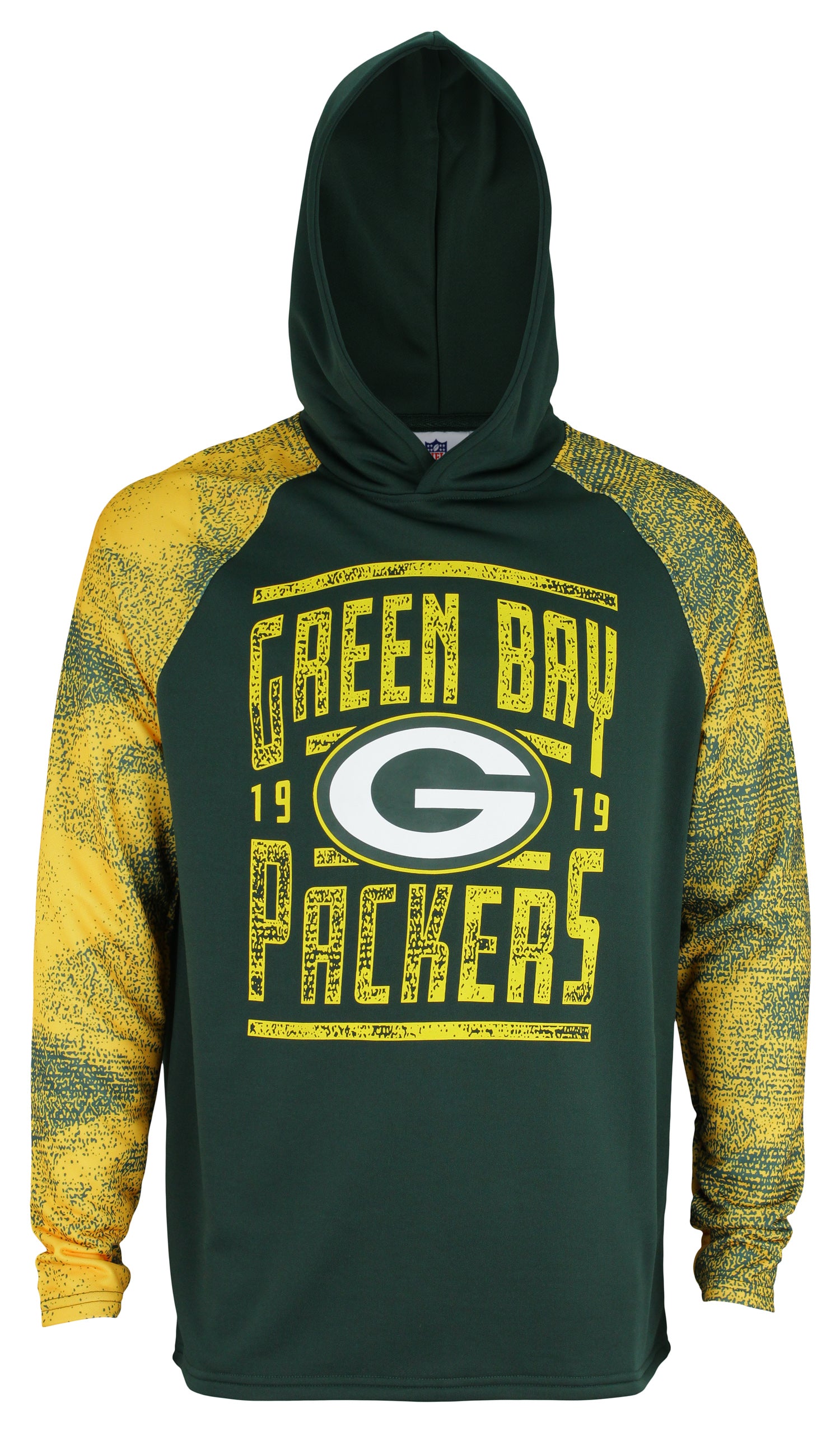 Zubaz NFL Men's Green Bay Packers Light Weight Pullover Hoodie with Static Sleevess