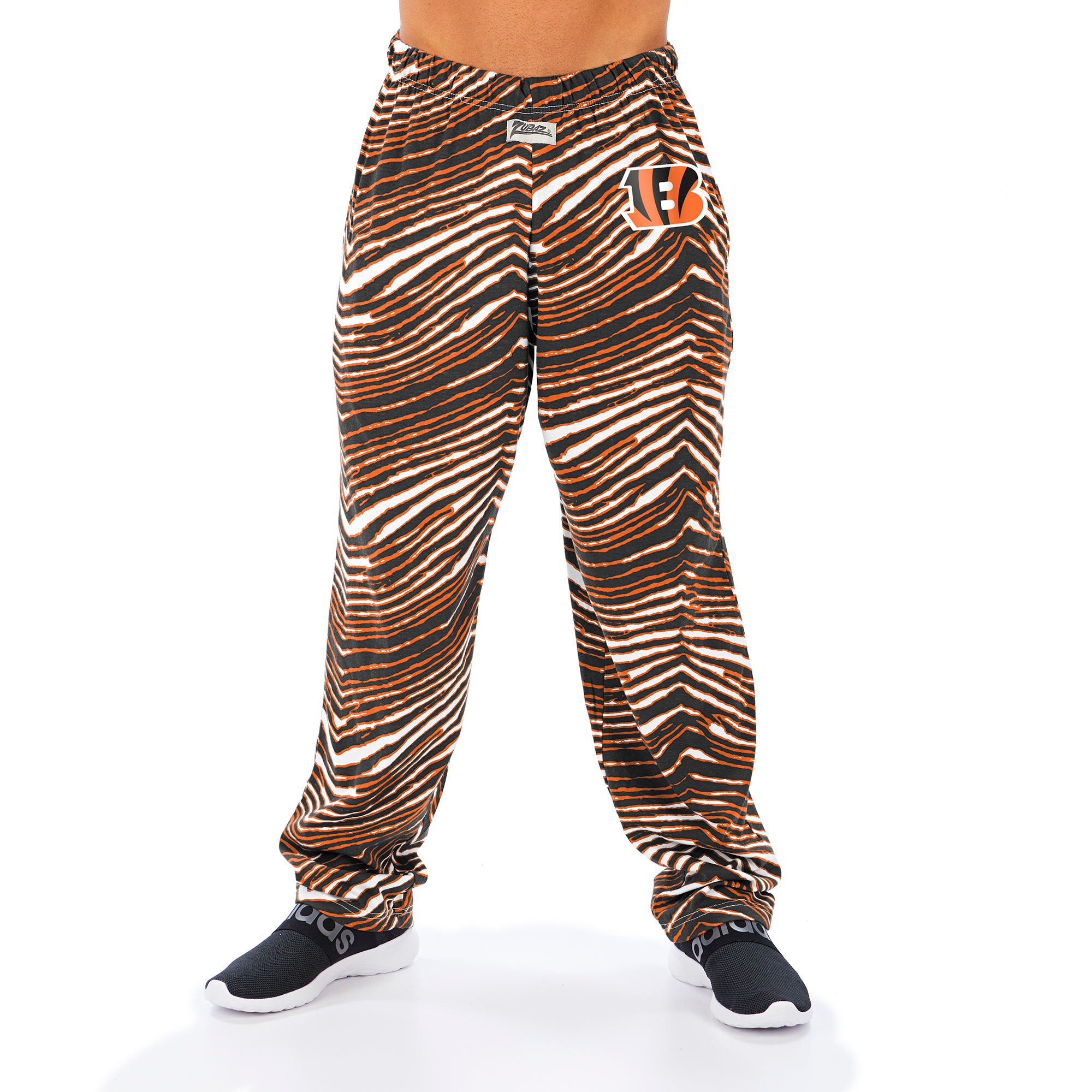 Zubaz Men's CINCINNATI BENGALS BLACK/ORANGE ZEBRA PANT LEFT HIP LOGO