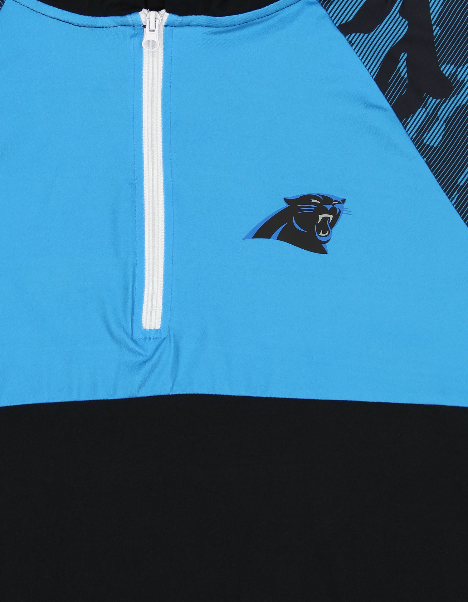 Zubaz NFL Men's Carolina Panthers Team Color Block 1/4 Camo Lines Zip Hoodie