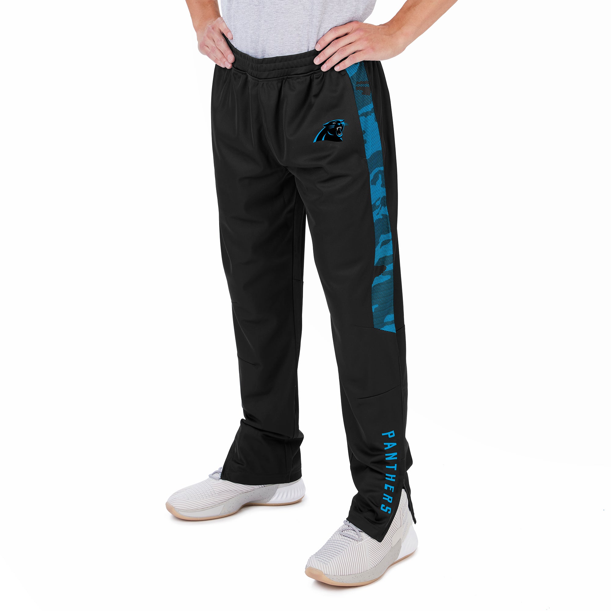 Zubaz NFL Men's Carolina Panthers Track Pants W/ Camo Line Side Panels