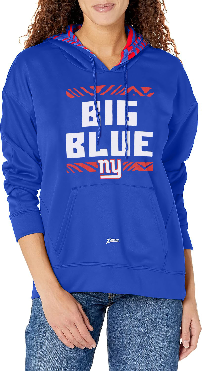 Zubaz NFL Women's New York Giants Solid Team Color Hoodie with Zebra Details