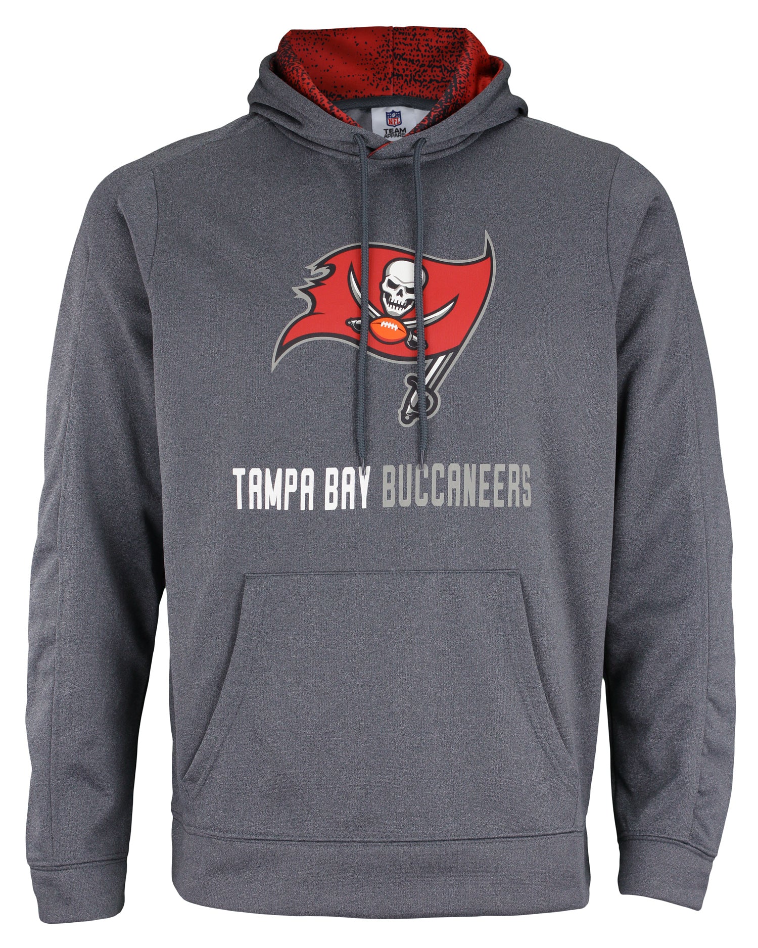 Zubaz NFL Men's Tampa Bay Buccaneers Performance Fleece Hoodie, Heather Grey