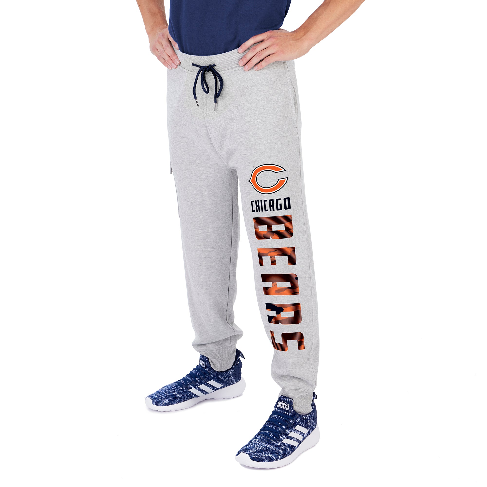 Zubaz Men's NFL Chicago Bears Heather Gray Cargo Sweatpants