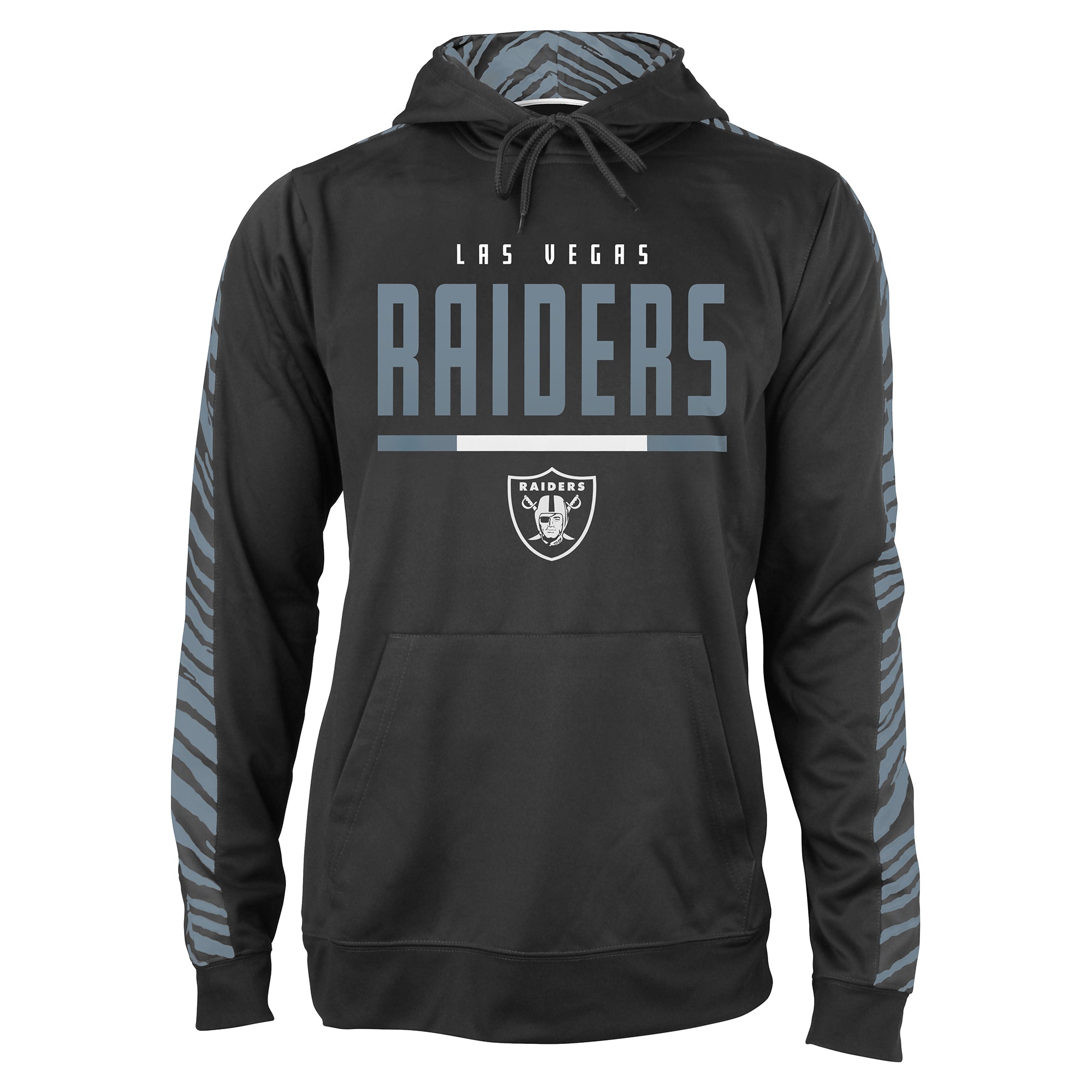 Zubaz NFL Men's Black and Grey Tonal Zebra Hoodie and Sleeve Las Vegas Raiders