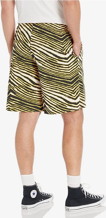 Zubaz Pittsburgh Steelers NFL Men's Classic Zebra Print Shorts with Team Logo