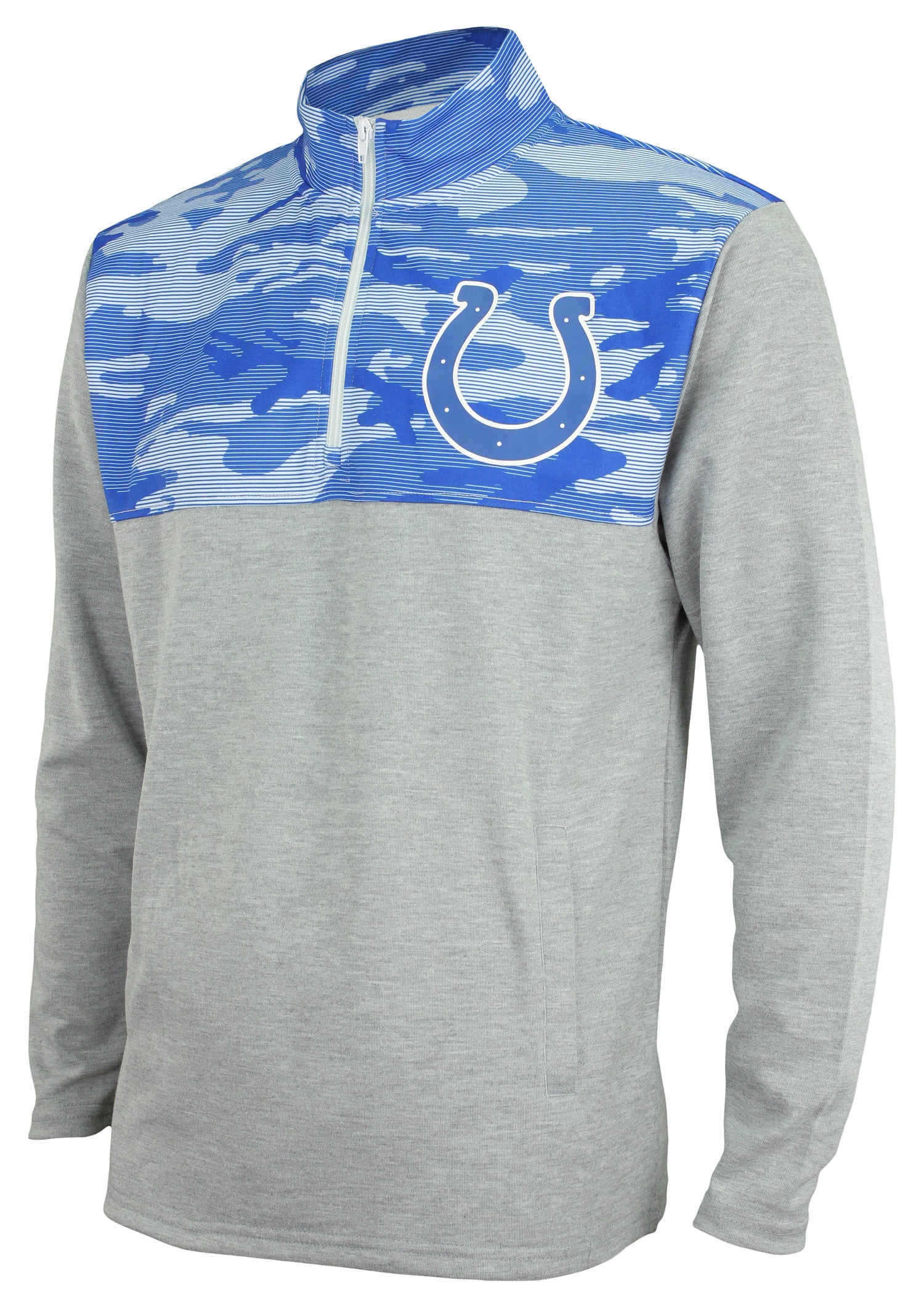 Zubaz Men's NFL Indianapolis Colts 1/4 Zip Fleece Pullover with Camo Lines