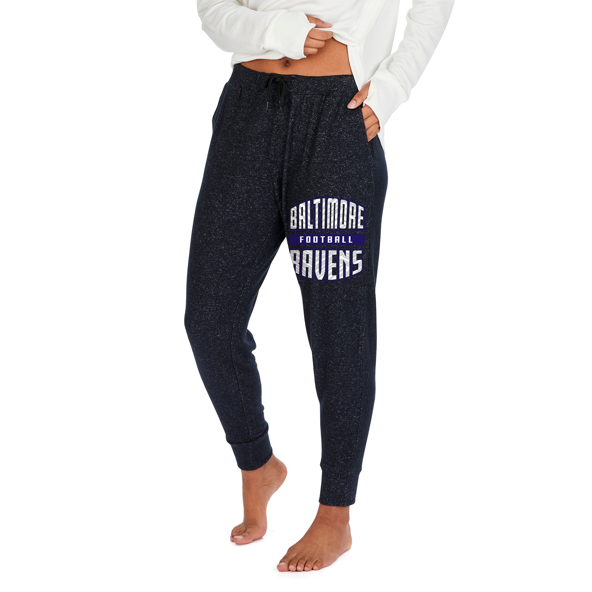 Zubaz Women's NFL Baltimore Ravens Marled Lightweight Jogger Pant