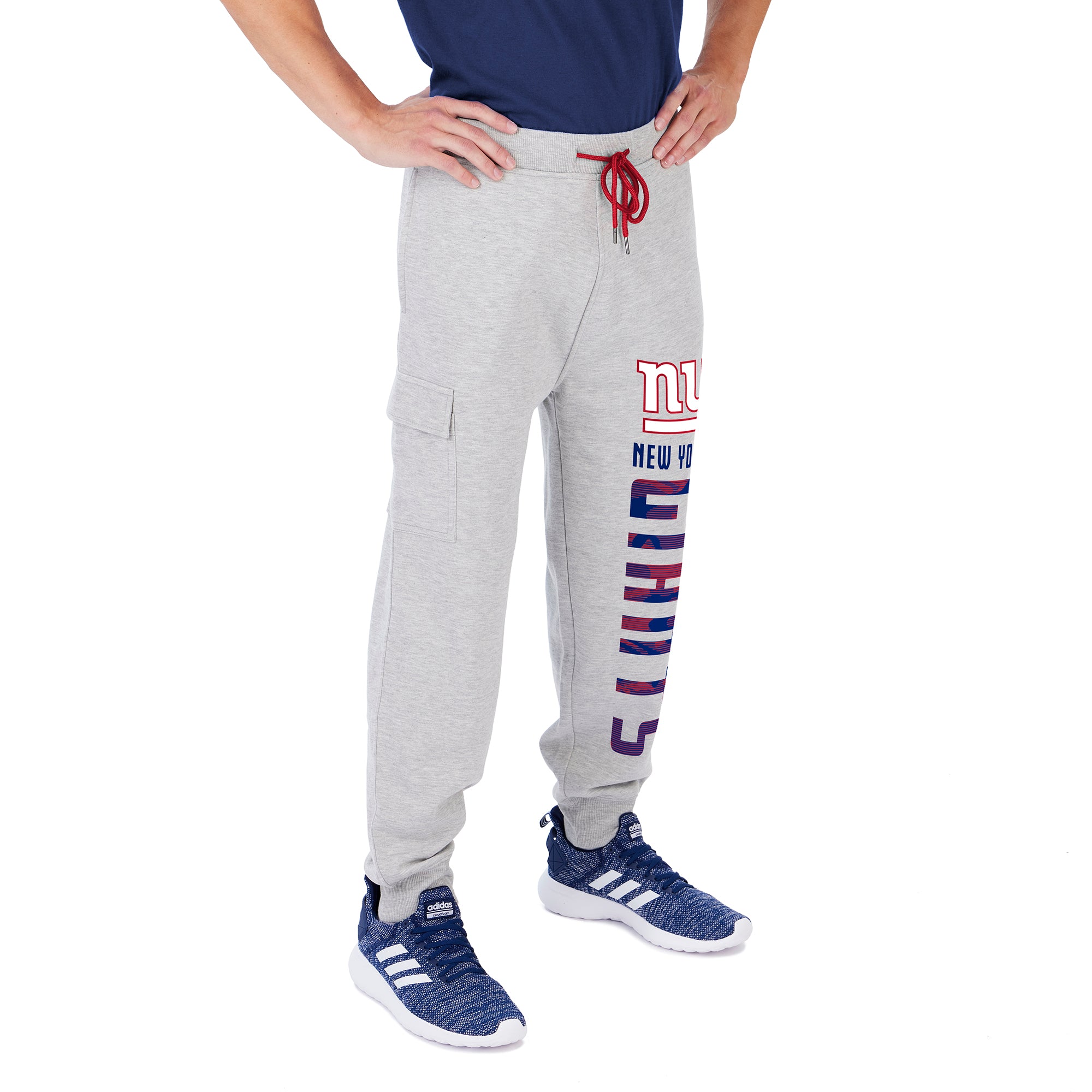 Zubaz Men's NFL New York Giants Heather Gray Cargo Sweatpants