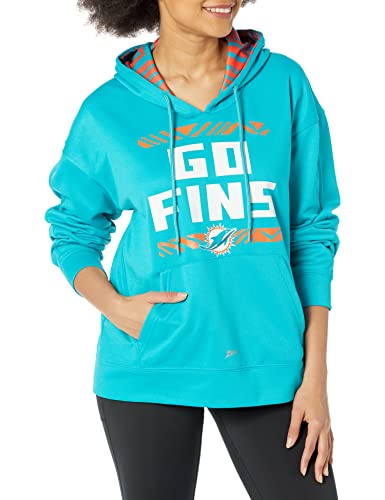 Zubaz NFL Women's Miami Dolphins Solid Team Color Hoodie with Zebra Details