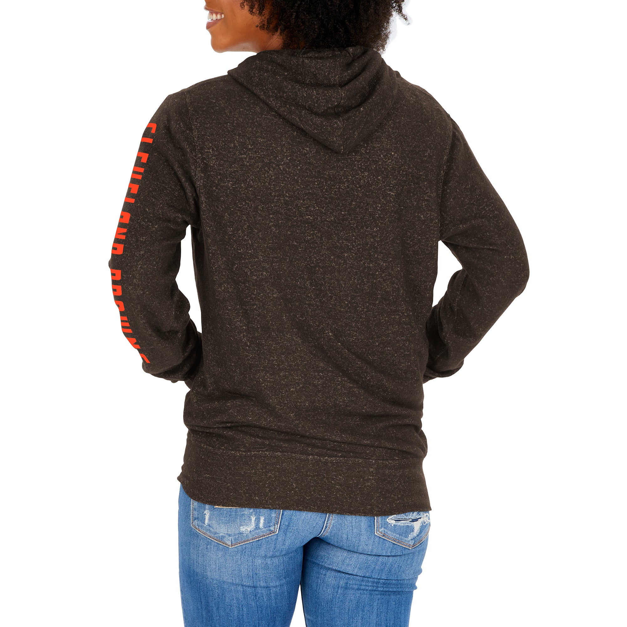 Zubaz NFL Women's Cleveland Browns Marled Soft Pullover Hoodie