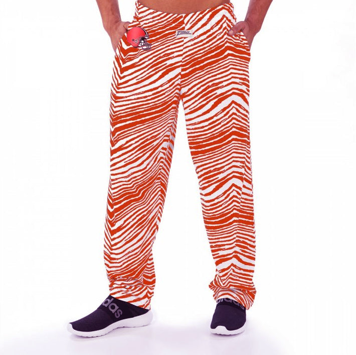 Zubaz NFL Men's Cleveland Browns Classic Zebra Print Team Logo Pants