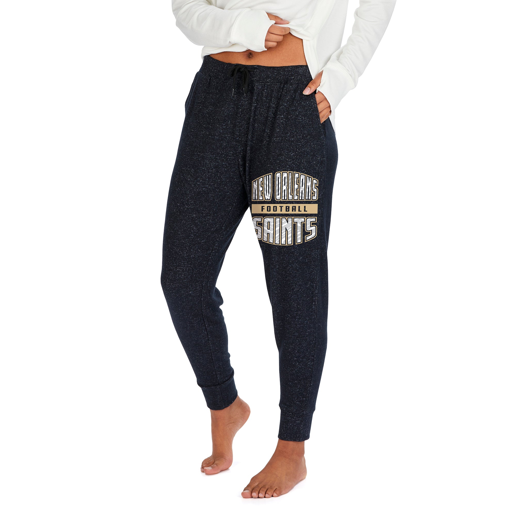 Zubaz Women's NFL New Orleans Saints Marled Lightweight Jogger Pant