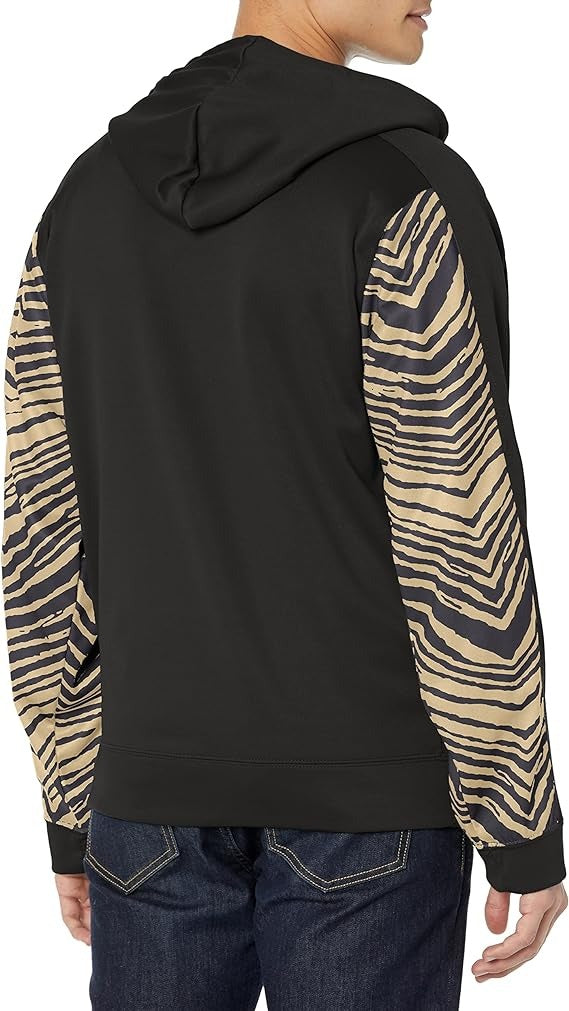 Zubaz Men's New Orleans Saints Team Color Zebra Accent Full Zip Hoodie