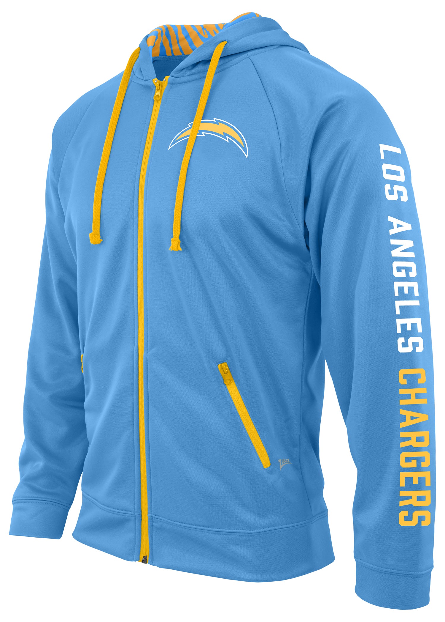 Zubaz NFL Men's Team Name and Logo Full Zip Hoodie Los Angeles Chargers