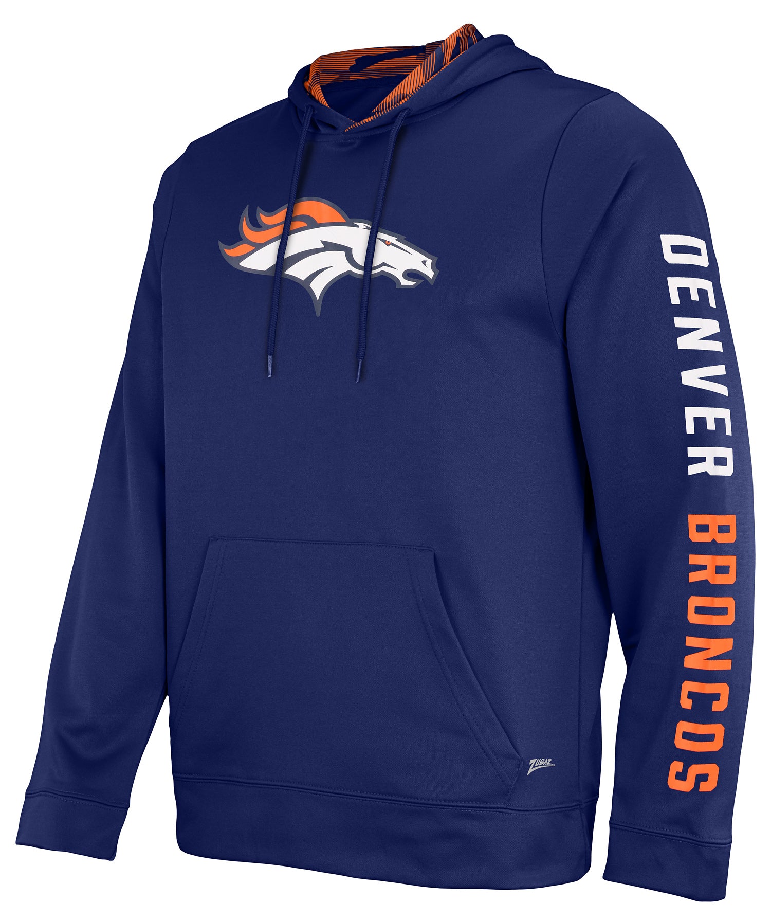 Zubaz NFL Men's Denver Broncos Solid Team Hoodie with Camo Lined Hood