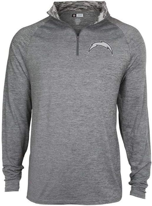 Zubaz NFL Football Men's Los Angeles Chargers Tonal Gray Quarter Zip Sweatshirt