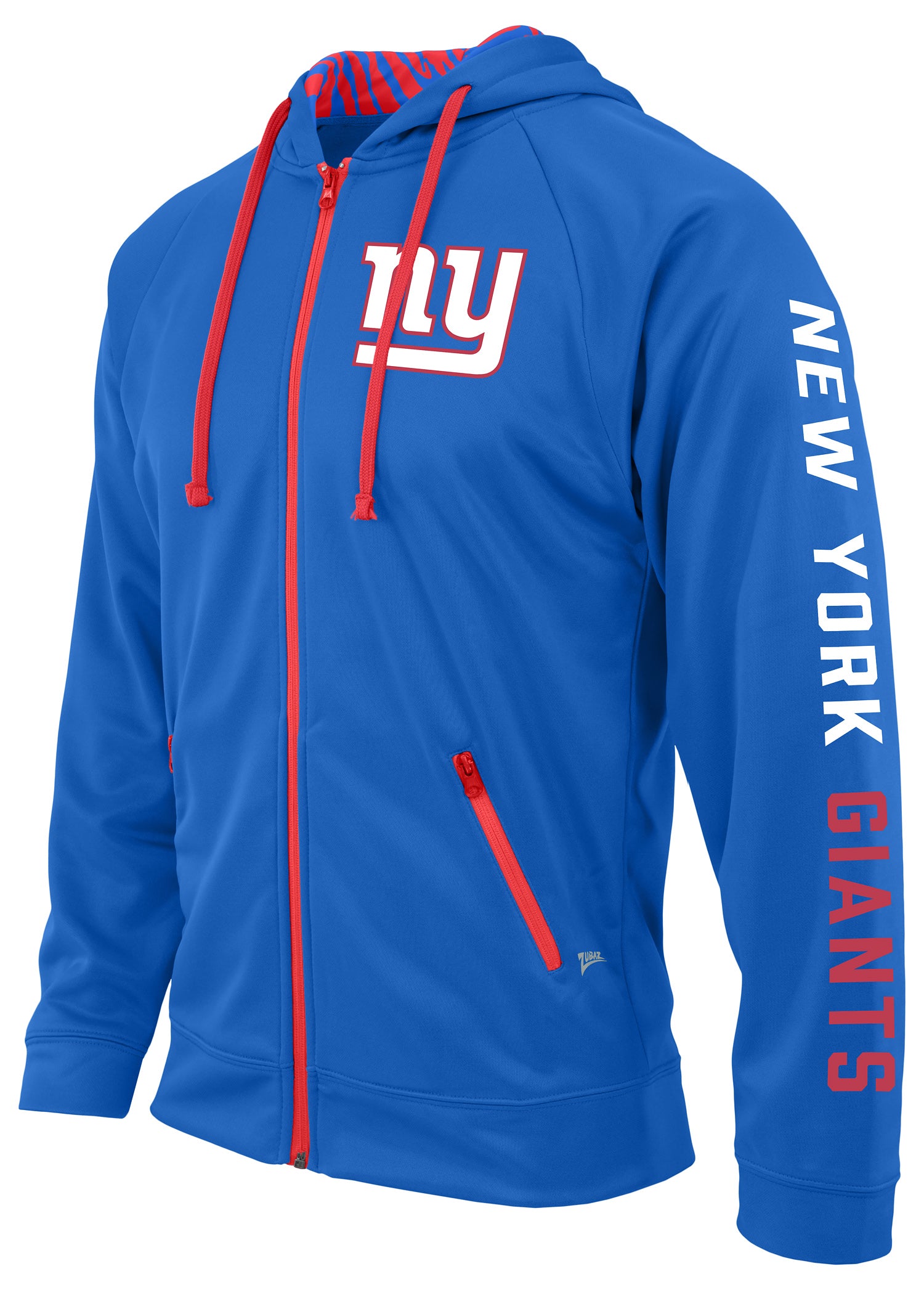 Zubaz NFL Men's Team Name and Logo Full Zip Hoodie New York Giants