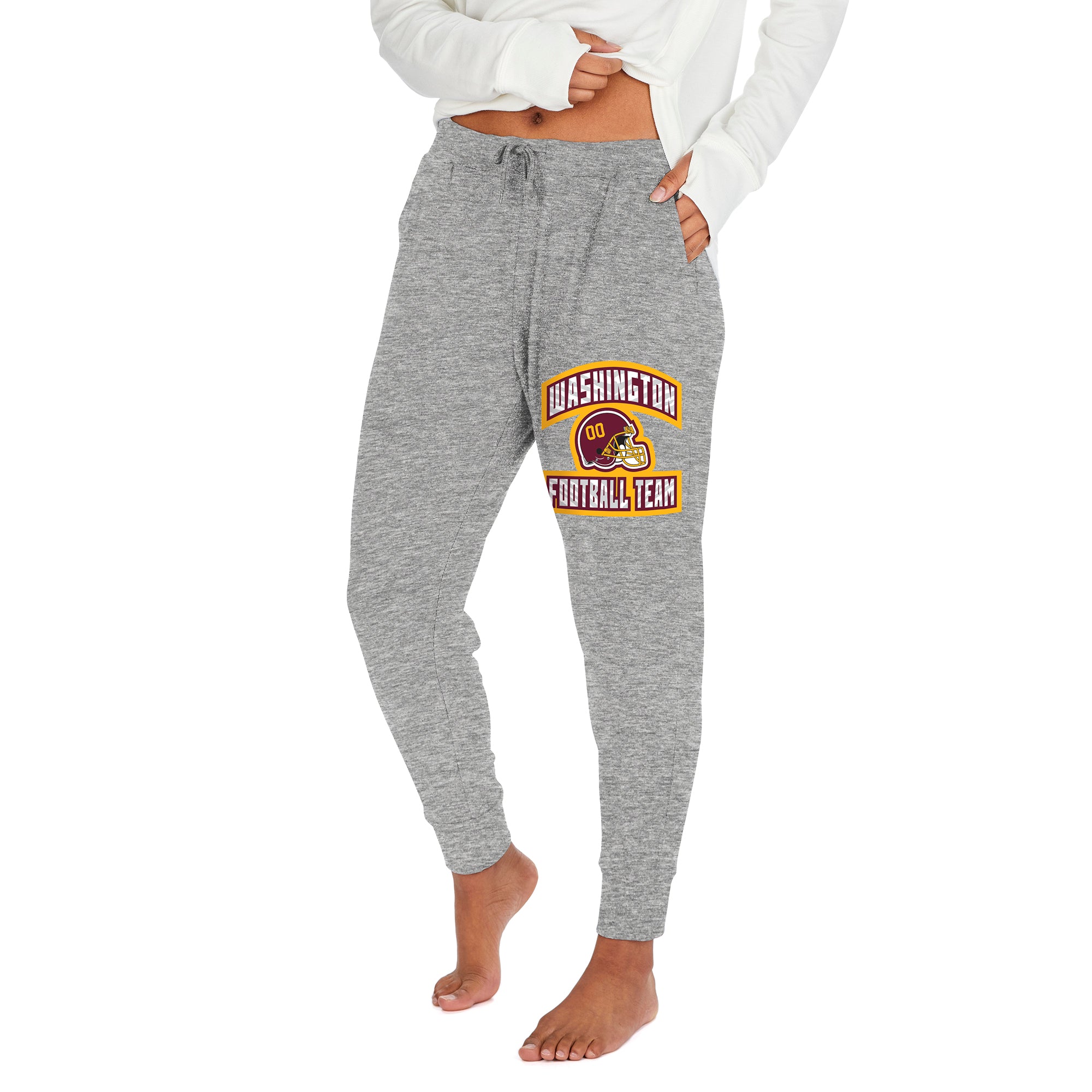 Zubaz NFL Women's Washington Football Team Marled Gray Soft Jogger