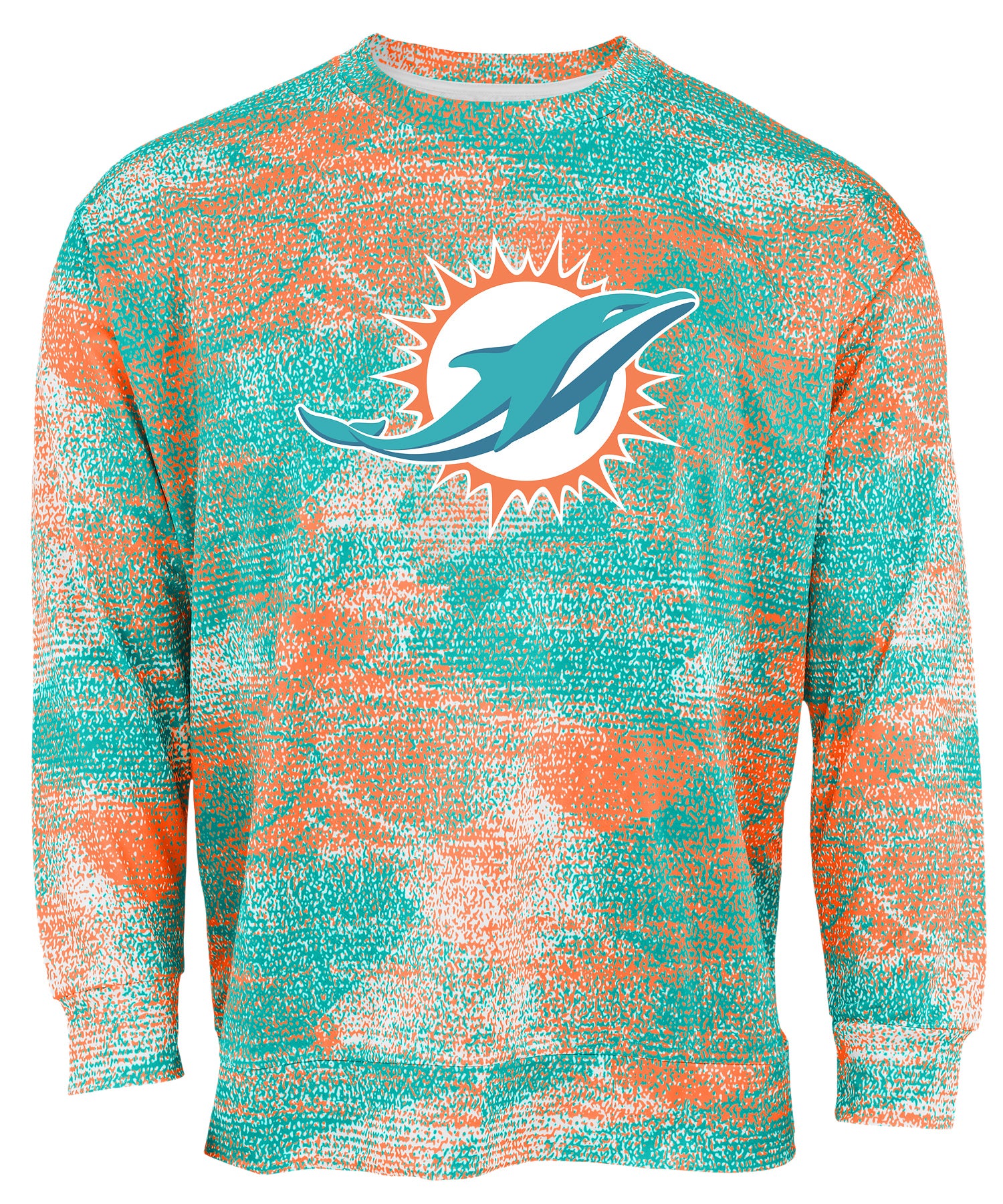 Zubaz NFL Men's Team Logo Static Crew Neck Sweatshirt Miami Dolphins