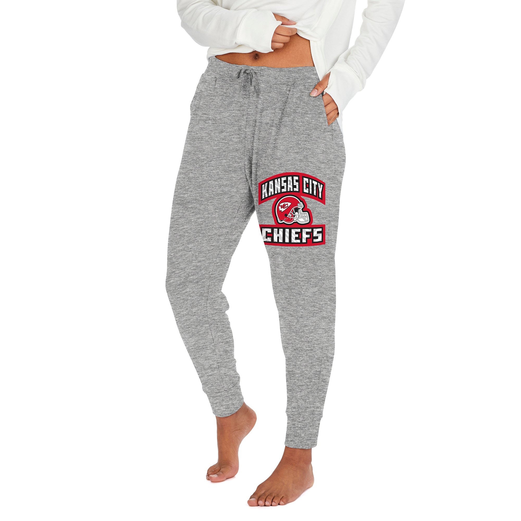Zubaz NFL Women's Kansas City Chiefs Marled Gray Soft Jogger