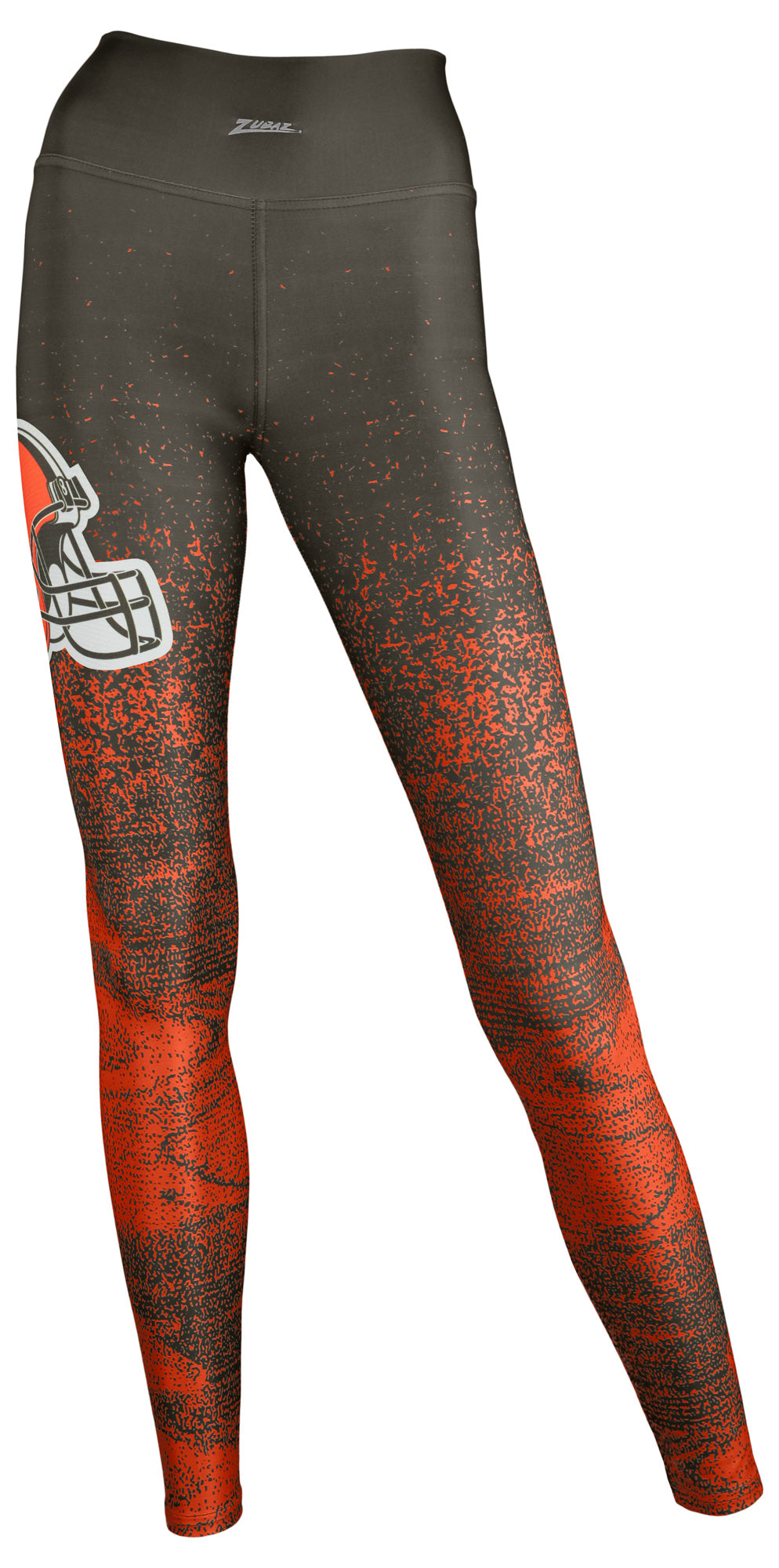 Zubaz NFL Women's CLEVELAND BROWNS BROWN/FIRE ORANGE STATIC FADE LEGGING