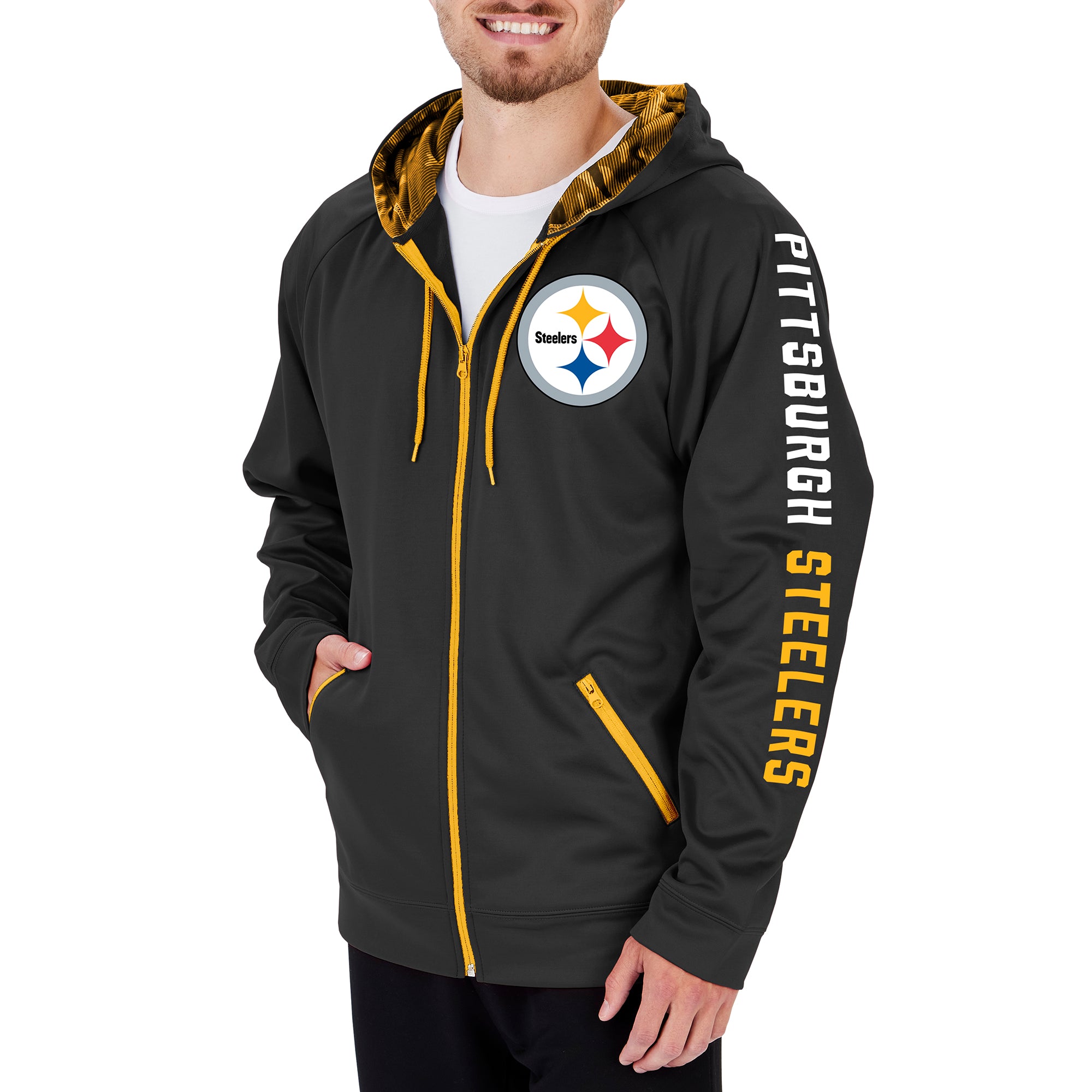 Zubaz Men's NFL Pittsburgh Steelers Full Zip Camo Hoodie