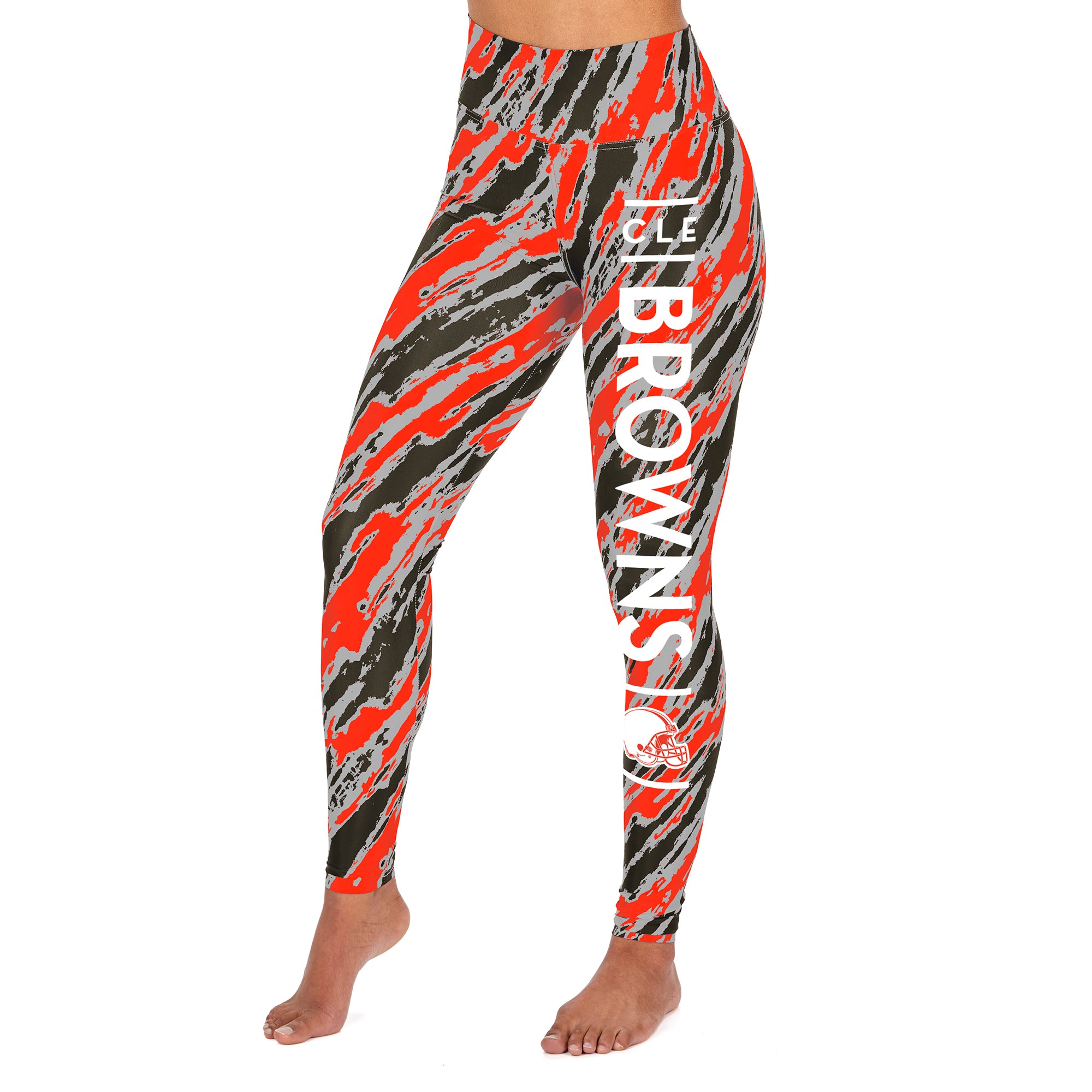 Zubaz NFL Women's Cleveland Browns Diagonal Streak Leggings