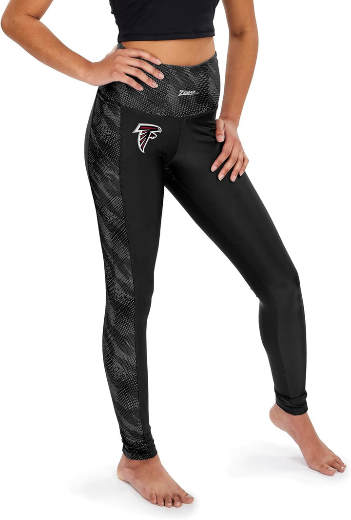 Zubaz NFL Women's ATLANTA FALCONS SOLID BLACK ELEVATED LEGGING W/ POCKETS & TONAL BLACK VIPER DETAIL