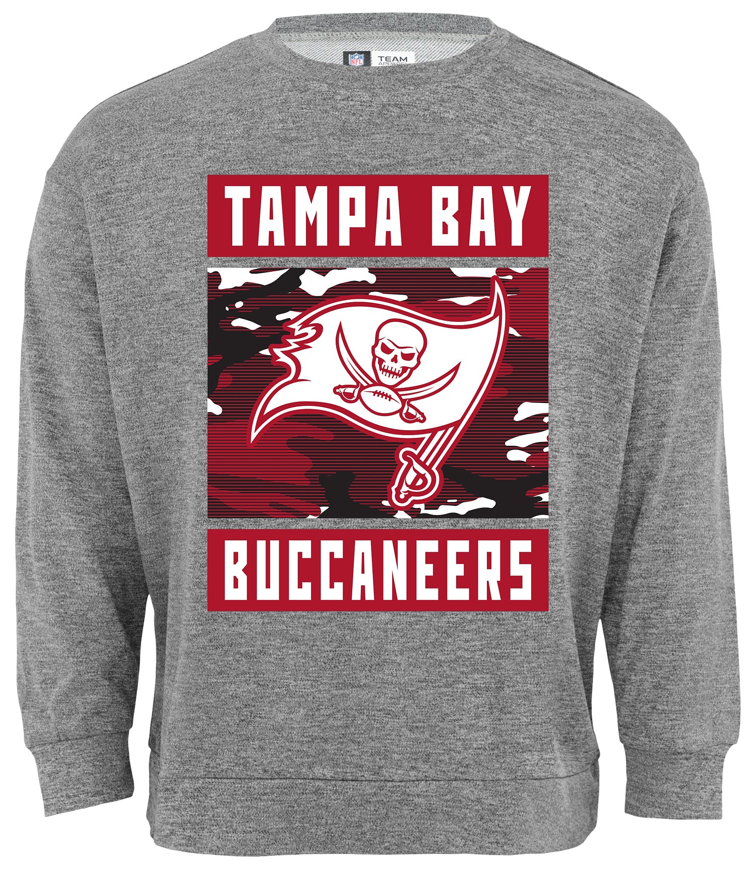 Zubaz NFL Men's Tampa Bay Buccaneers Heather Grey Camo Team Crewneck Sweatshirt